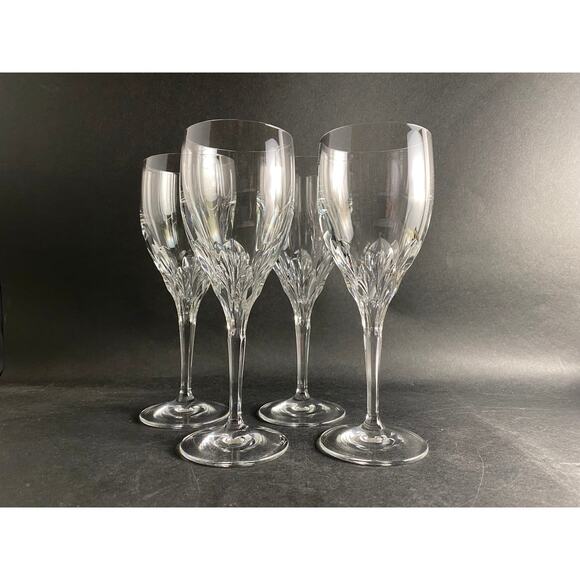 Gorham Diamond Clear Water/Wine Goblets - Set of 4 Fine Crystal Stemware - Picture 1 of 10